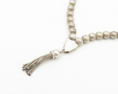 925 Sterling Silver Vintage Shiny Tassel Ends Etched Prayer Beads TR2492