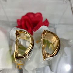 HERMÈS Enamel Earrings Clip type Chain Cloisonné enamel H-shaped gold asymmetry