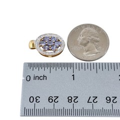 Oval Tanzanite Cluster Pendant | Diamond | Gold Tone Sterling Silver 925