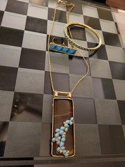 Vintage Sorelli Turquoise And Agate Statement Jewelry Set. 3 Piece Beautiful!