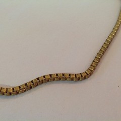 Vintage Signed Miriam Haskell Tag Long Box Chain Brass 36in Necklace Jewelry