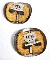 Art Deco Hammered silver and black antique shoe clips pair set