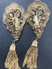 Vintage Victorian Revival Necklace Earrings Faux Pearl turquoise Festoon Tassel