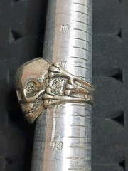 Vintage Skull Bones Ring Size 11.75 Biker Goth 70 80s Costume Bold Big Statement