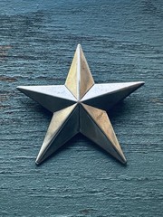 Vintage Jan Michaels San Francisco Silver Tone General Star Brooch Pin Signed