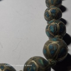 vintage Bead Tibetan Turquoise Inlay Silver Graduated 16″ Choker Necklace