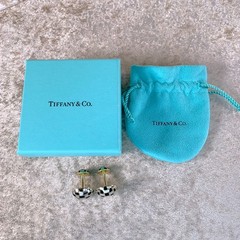 Tiffany & Co. 18K 750 Yellow Gold Mother Of Pearl and Onyx Mosiac Cufflinks with