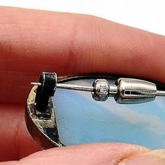 Antique Opalescent Glass Brooch Hand-Painted Birds C Clasp Victorian 1.5″