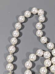Vintage Glass Faux Pearl Knotted Neckalce Classic Elegant 26 in