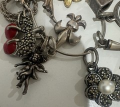 Adorable Estate 80’s Sterling Fairy Charm Holder +9 Charms Necklace