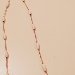 Authentic Vintage Trifari Gold White Milk Glass Bead 22″ Matinee Necklace T Tag