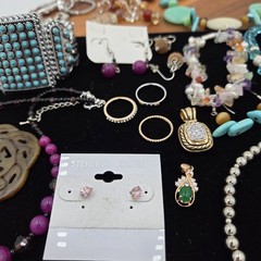 Estate Jewelry Asst Lot Of 30 Items Silver- Turquoise-Rings-Necklaces VTG #4 Set