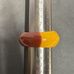 Vintage Two Tone Plastic Chunky Dome Ring Brown Yellow