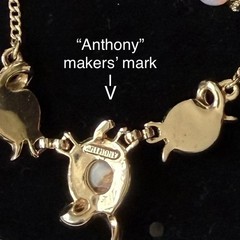 Anthony Vintage 16” Pendant Necklace, Earrings, Faux Opals, Rhinestones, 1950’s