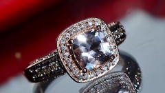 14k rose gold ring 1.45ct morganite natural diamond sz 7 halo 5.50g LeVian N3040