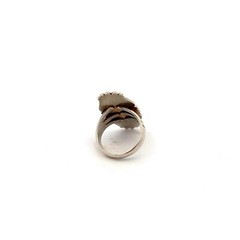 Antique Signed Sterling Silver Oval Solid Blank Signet Dome Ring 5 1/2