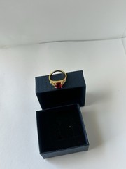 Vintage Red Cubic Zirconia Ring Gold Plated Womens Size 7