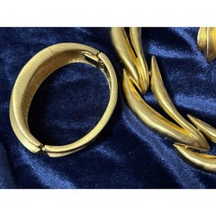 Vintage Matte Gold Abstract Stem Choker Necklace Bracelet Earrings Set 90’s