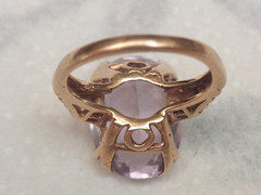 VTG/ATQ ELEGANT 10K SOLID YELLOW GOLD LARGE LILAC AMETHYST RING SZ 6