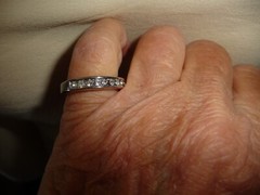 SILVER TONE BAND w FAUX DIAMONDS RHINESTONE Sz 5 1/4 #23/8A