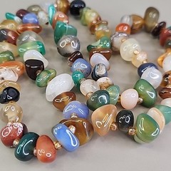 Vintage Stone Beaded Necklace Beggars Beads Endless 26″
