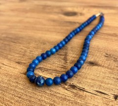 Vintage Southwestern Blue Lapis Sodalite Natural Stone Graduated Bead Necklace