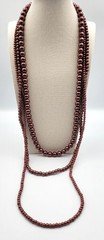 Vintage 3 Strand Bronze Burgundy Beaded Necklace Layered 26″ Box Clasp Heavy