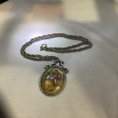 Large Beautiful Vintage LIMOGES FRANCE Cameo Necklace Courting Couple Porcelain