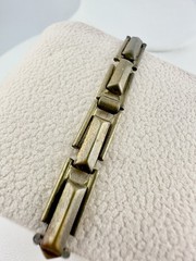 Antique Expansion ID Bracelet Etched Heart Charm 6.2in Repair Metal Unknown Read