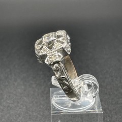 Vintage Art Deco Style Sterling Silver Designer Marked Inset Crystal Ring Size 9