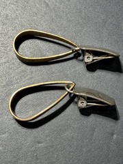 Vintage Modernist Mixed Metal Dangle Earrings Hoops Clip-on Marked “USA” Jewelry