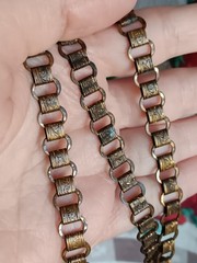 Antique NO CLASP Brass Bookchain Necklace Floral Stamped 14 1/2″