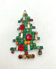 PROJECT PIECE Vintage Weiss Rhinestone Christmas Tree 6 Baguette Candles