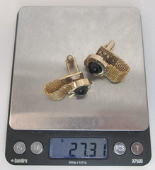 Vintage Black Onyx Wrap Around Gold Filled Cufflinks Bullet Back