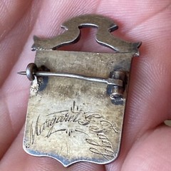 Antique Vtg Nisi Dominus Frustra England English Religious Hospital Pin Brooch