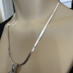 VTG Pendant Necklace 19 Inch Heart Love MOP Marcasite Italy 925 Sterling 19.9g