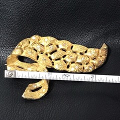 TARA Brooch Aurora Borealis Rhinestones Gold Tone 2.5 inches