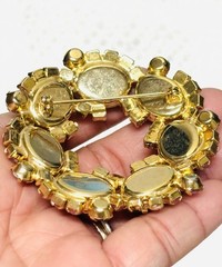 Vtg JULIANA Pink Cabochon Glass Rhinestones Earrings Flower Brooch Pin Set As Is