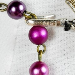 Vintage Signed Japan Purple Metallic Bead Necklace 17in Adjustable B110
