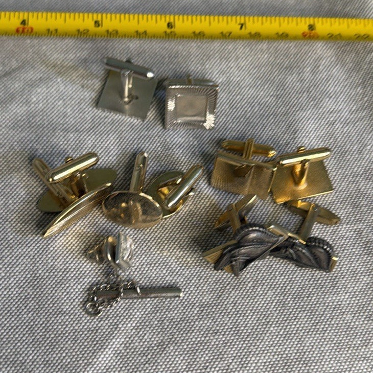 Men’s Mixed Lot Cufflinks, Tie Tack & Tie Bar Gold/Silver Tone Metal by Swank