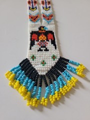 Vintage Handmade Southwest Native American Seed Bead Thunderbird Necklace