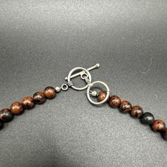 Vintage Brown and Black Beaded Necklace On 925 Closure