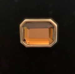 Vintage 1981 Avon Amber Accent Motif Slide Pendent Emerald Cut Crystal Gold Tone