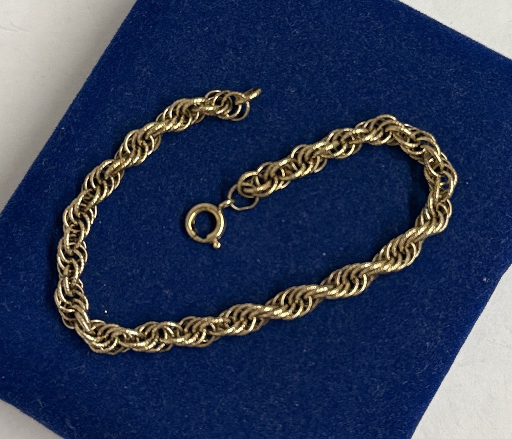 DETAIL! Bright 12k Gold Filled Rope Bracelet 7” 5.2mm Shiny GF Vtg victorian 4g