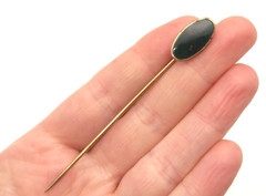 Vintage Antique Art Deco Solid 10K Gold & GF Bloodstone EIF CO Stick Hat Pin