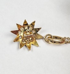 Antique Victorian GIA 19K Gold 1.21ctw Old Mine Diamond Blue Enamel Star Pendant