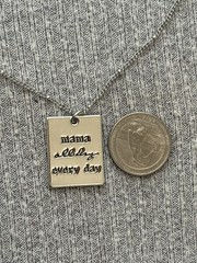 Silver tone “mama all day everyday” etched on square pendant adjustable necklace