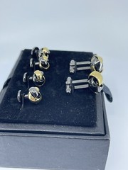 Pronto Uomo Knot Cufflinks and Shirt Stud set gold and gun metal gray IOB