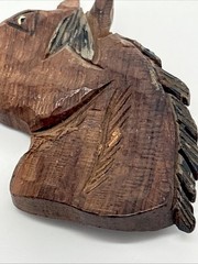 1940s World War 11 Hand Carved Horse Brooch Red Mill Equestrian Western Folk Art