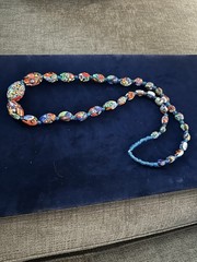 Vintage Murano Millefiori GraduatedGlass Bead Necklace Italian Art Glass 26” FAB